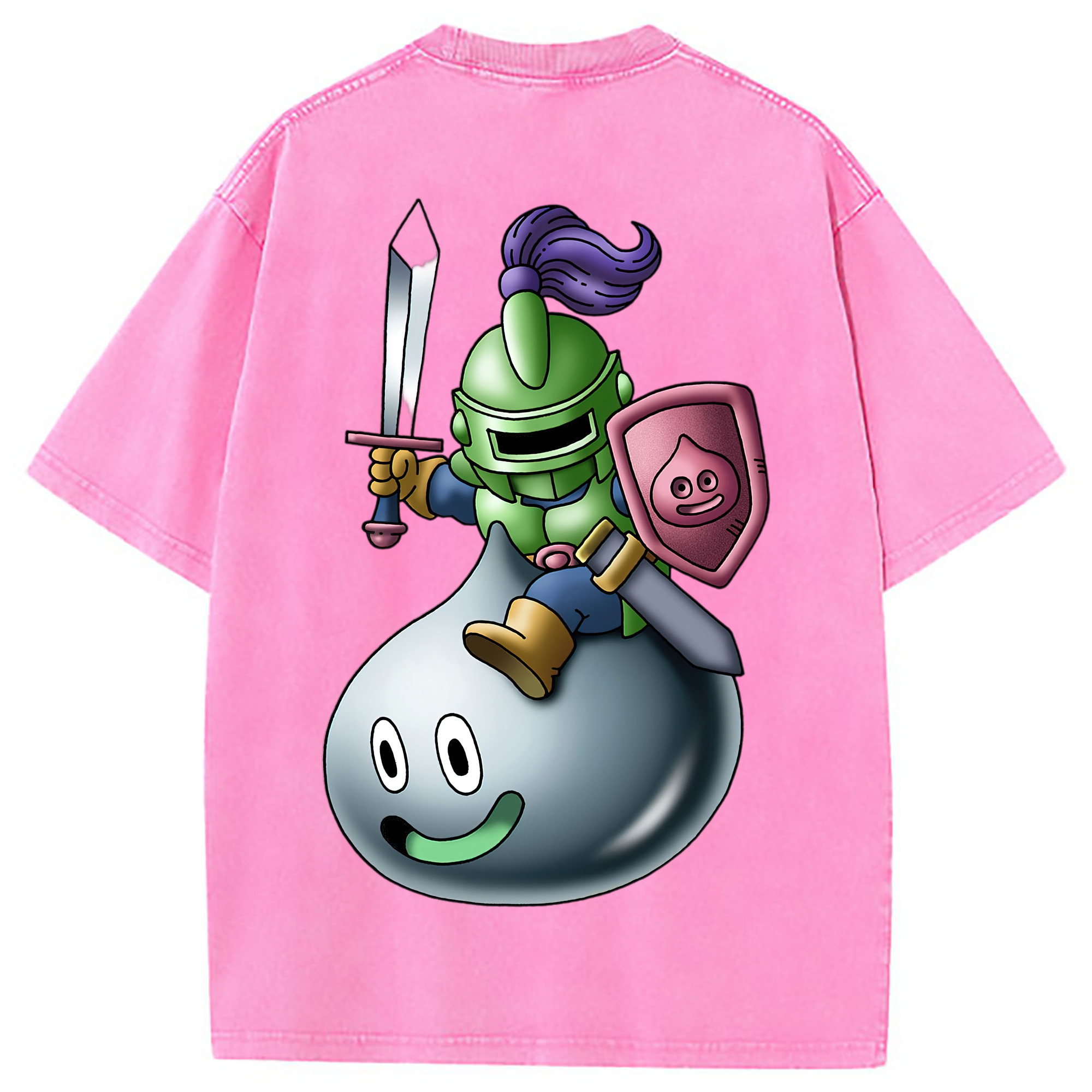 （画像用） ドラゴンクエスト Doragon Kuesuto Dragon Quest 綿100% ヴィンテージ風 半袖Tシャツ（背面プリント）